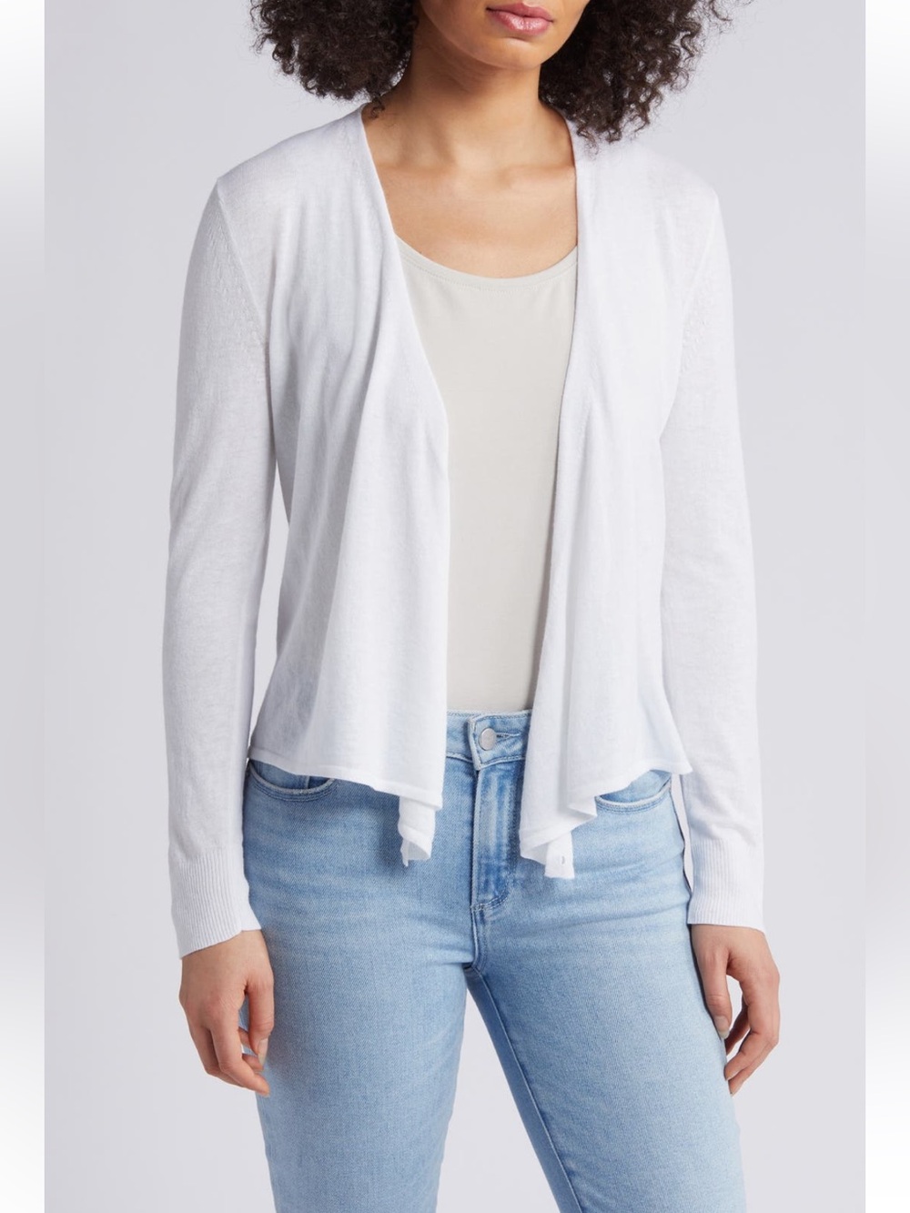 NIC+ZOE White All Year 4-Way Convertible Cotton Blend Cardigan Size L